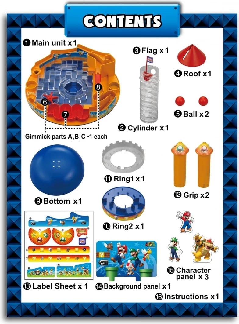 Lojë tavoline Super Mario Castle Land, për fëmijë, shumëngjyrëshe