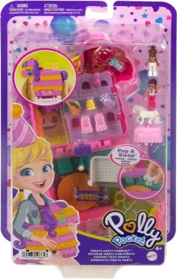 Set lodrash Polly Pocket Piñata Party Compact, MATTEL, HKV32, shumëngjyrëshe