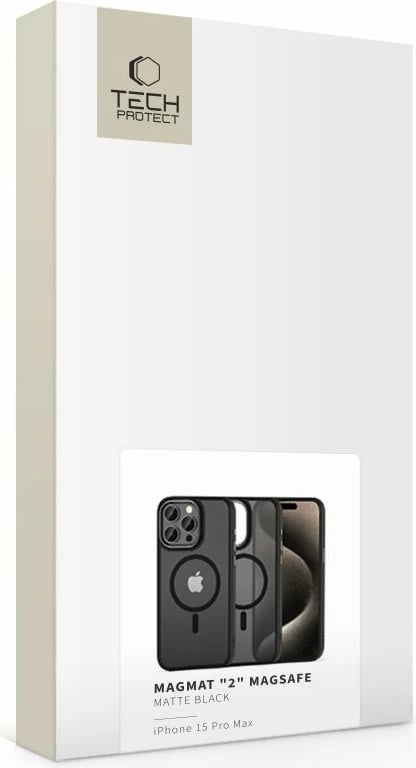 Mbështjellës Tech-Protect MagMat 2 për iPhone 15 Pro Max, MagSafe, i zi, gjysmë-transparent