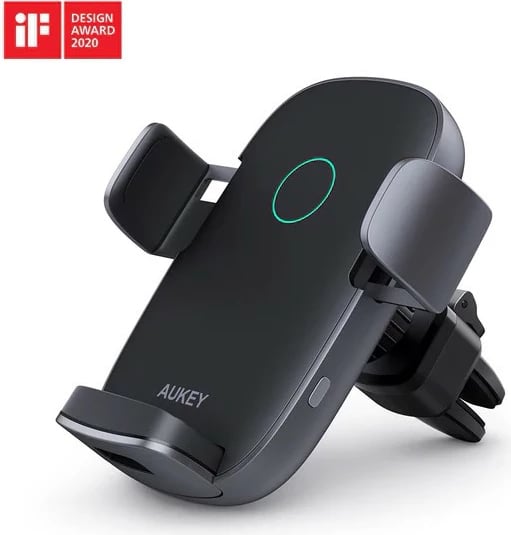 Mbajtës celulari AUKEY HD-C52 me karikues wireless Qi 10W, i zi