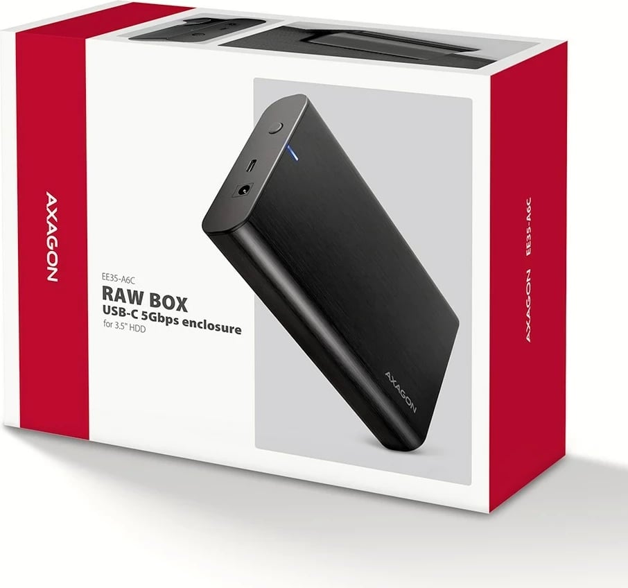 Kasë AXAGON EE35-A6C për disk, 3.5", USB Type-C, E zezë