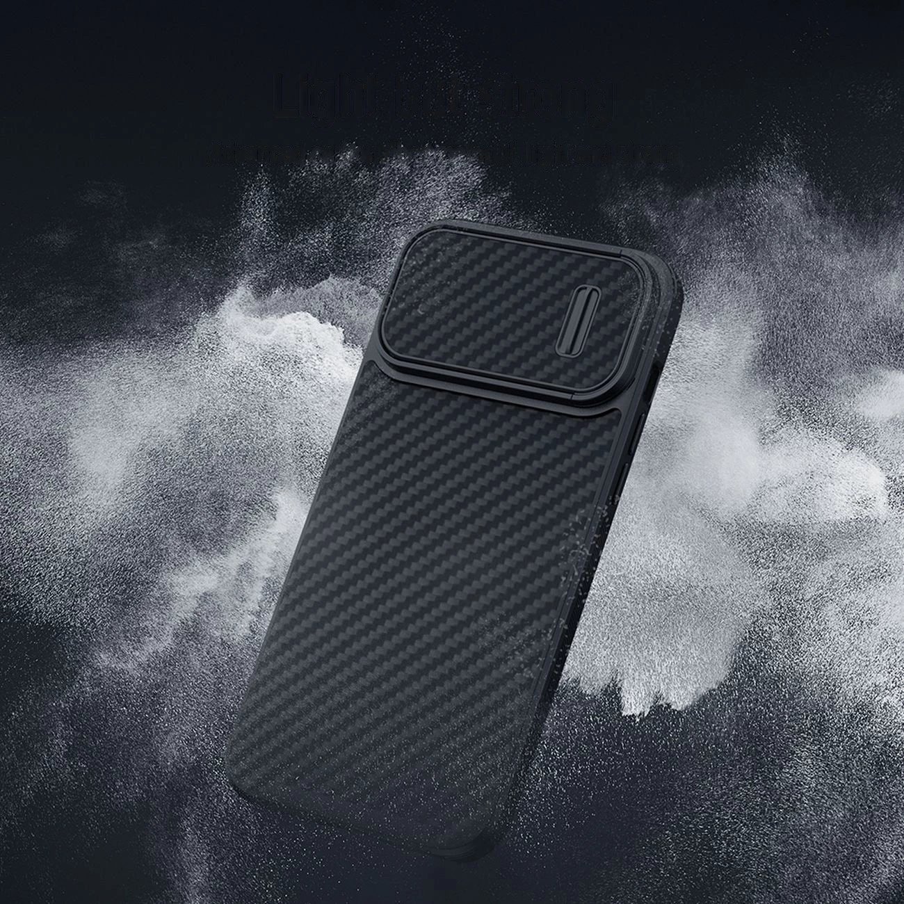 Mbështjellës Nillkin Synthetic Fiber S Case për iPhone 14 Pro Max me kapak kamere, e zezë