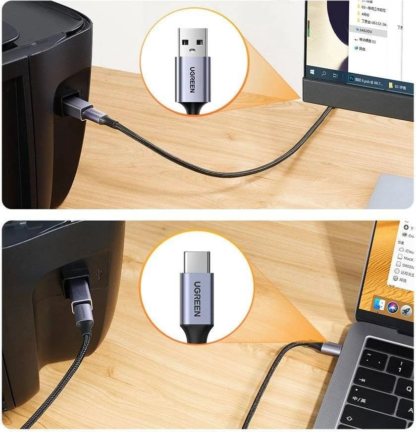 Adapter UGREEN USB Type-C në USB Type-B, 20120, Gri