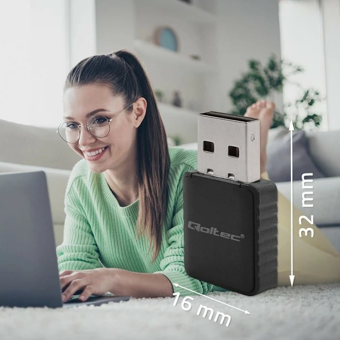 Adapter WiFi Qoltec 56988, mini, USB, 1300 Mbps, i zi