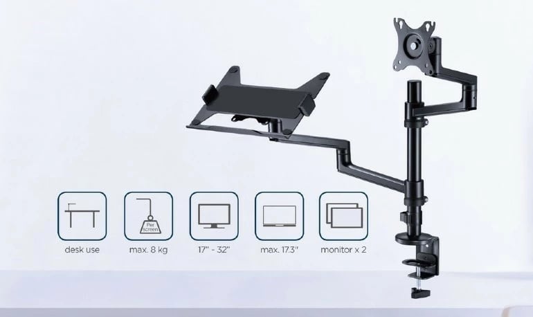 Mbajtëse tavoline Gembird MA-DA-04 për monitor deri 27" dhe laptop deri 17.3", e zezë