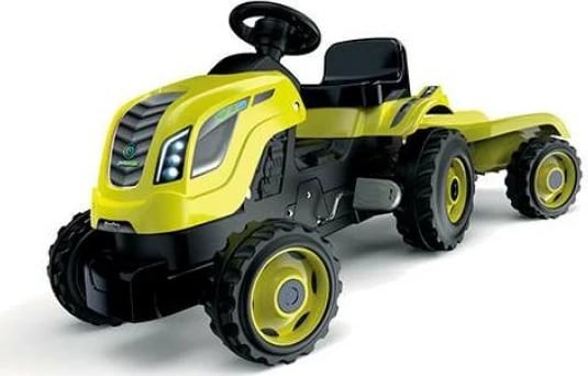 Traktor lodër Smoby Tractor XL me rimorkio, plastikë, i gjelbër/zi