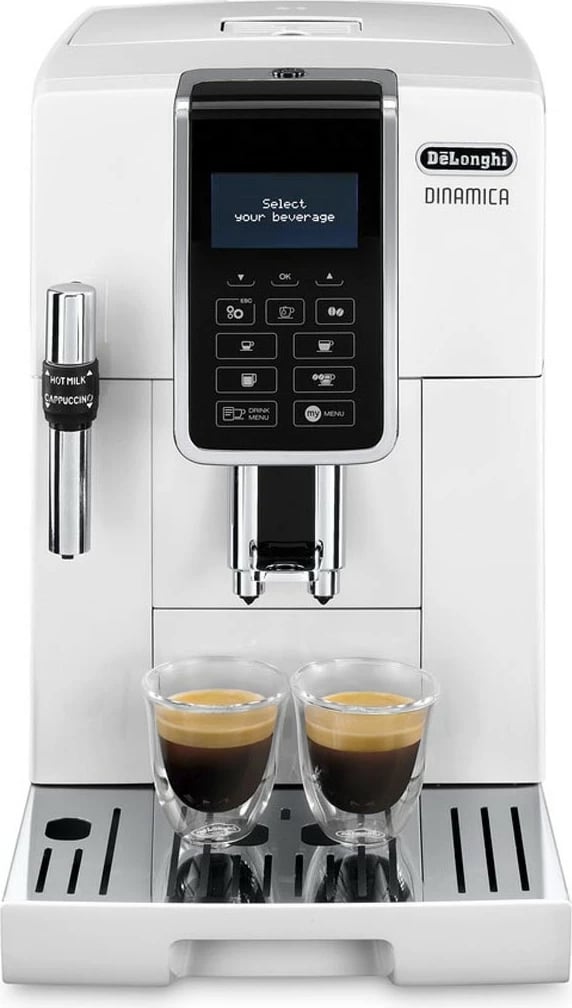 Makinë espresso De’Longhi Dinamica Ecam 350.35.W, 1.8 L, Kafe kokërr, Kafe e bluar, Mulli i integruar, 1450 W, Bardhë