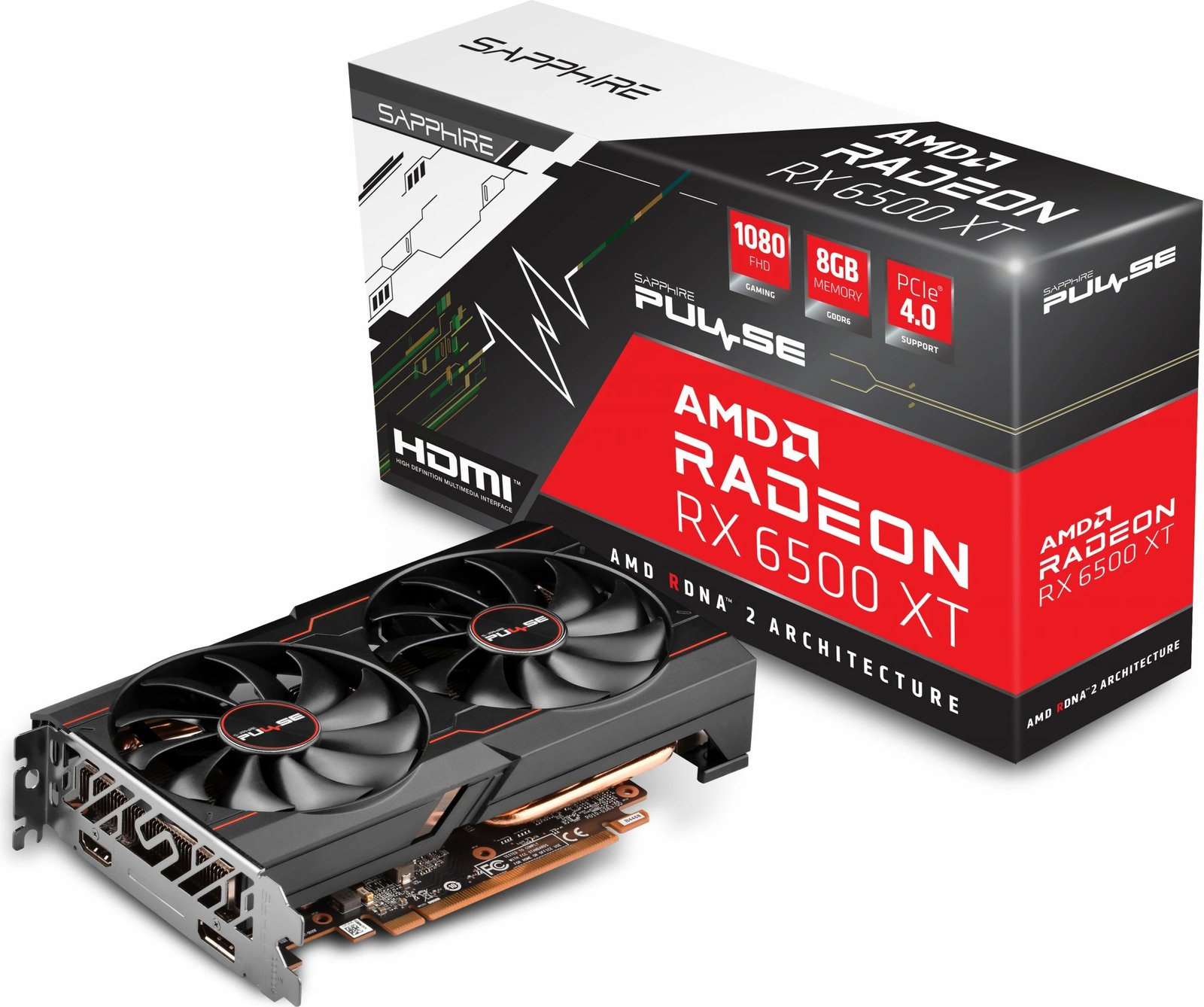 Kartelë grafike Sapphire PULSE Radeon RX 6500 XT, 8 GB, GDDR6, PCI Express x4 4.0, e zezë
