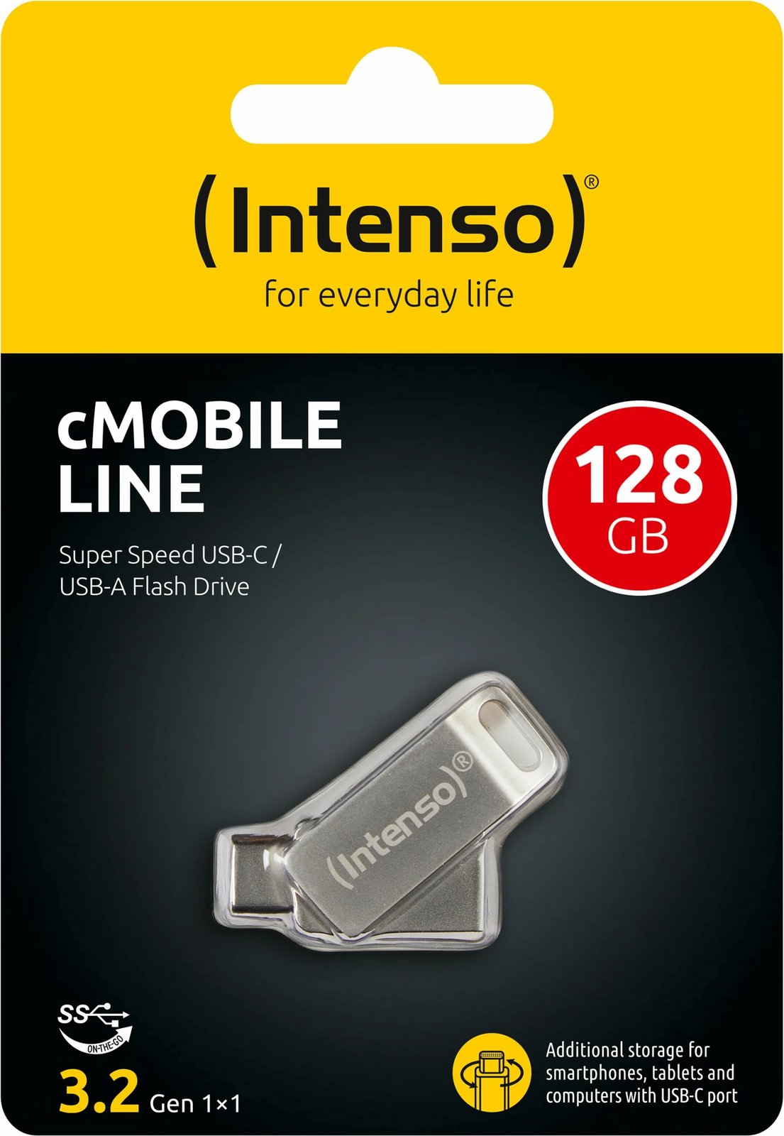 USB stick Intenso cMobile Line 128GB, USB Type-A/Type-C, 3.2 Gen 1, argjend
