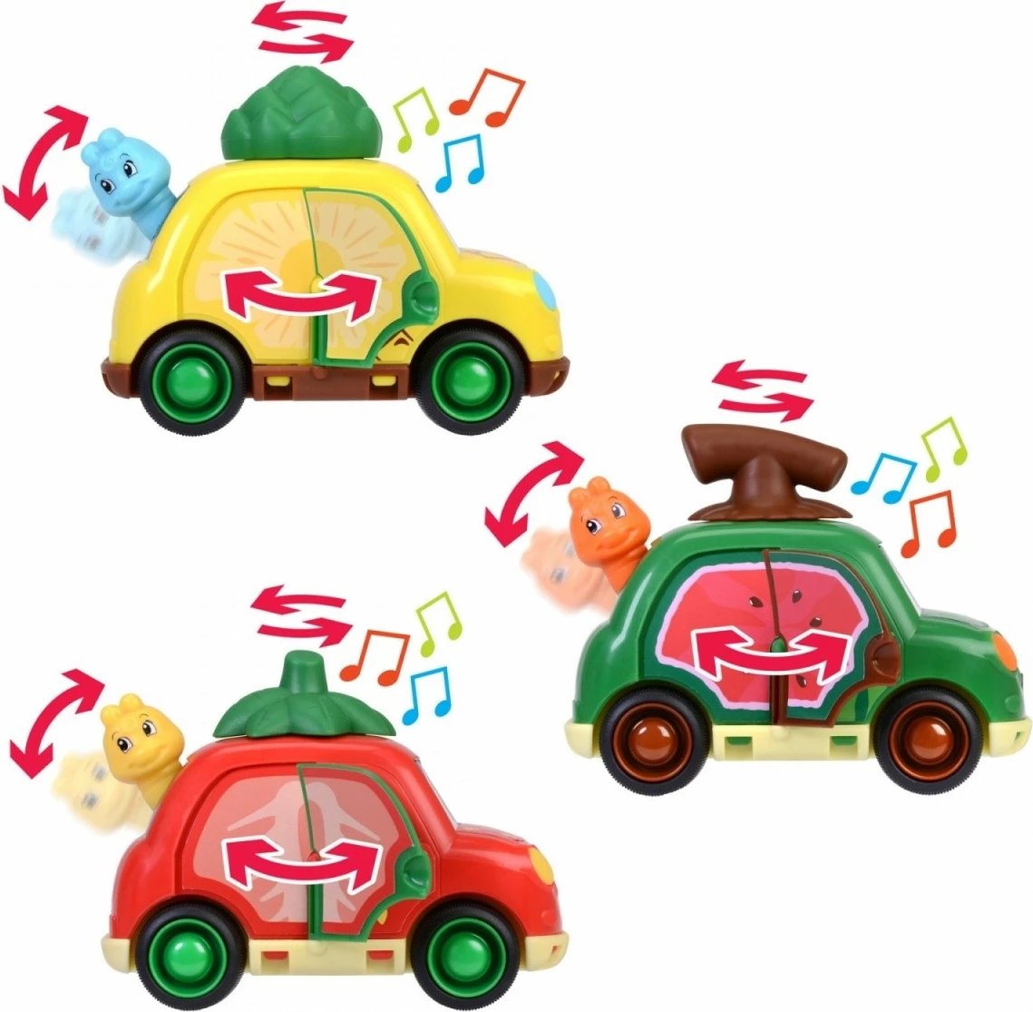 Lodër veturë Dickie ABC Fruit Friends, 12 cm, plastikë, ngjyra të përziera