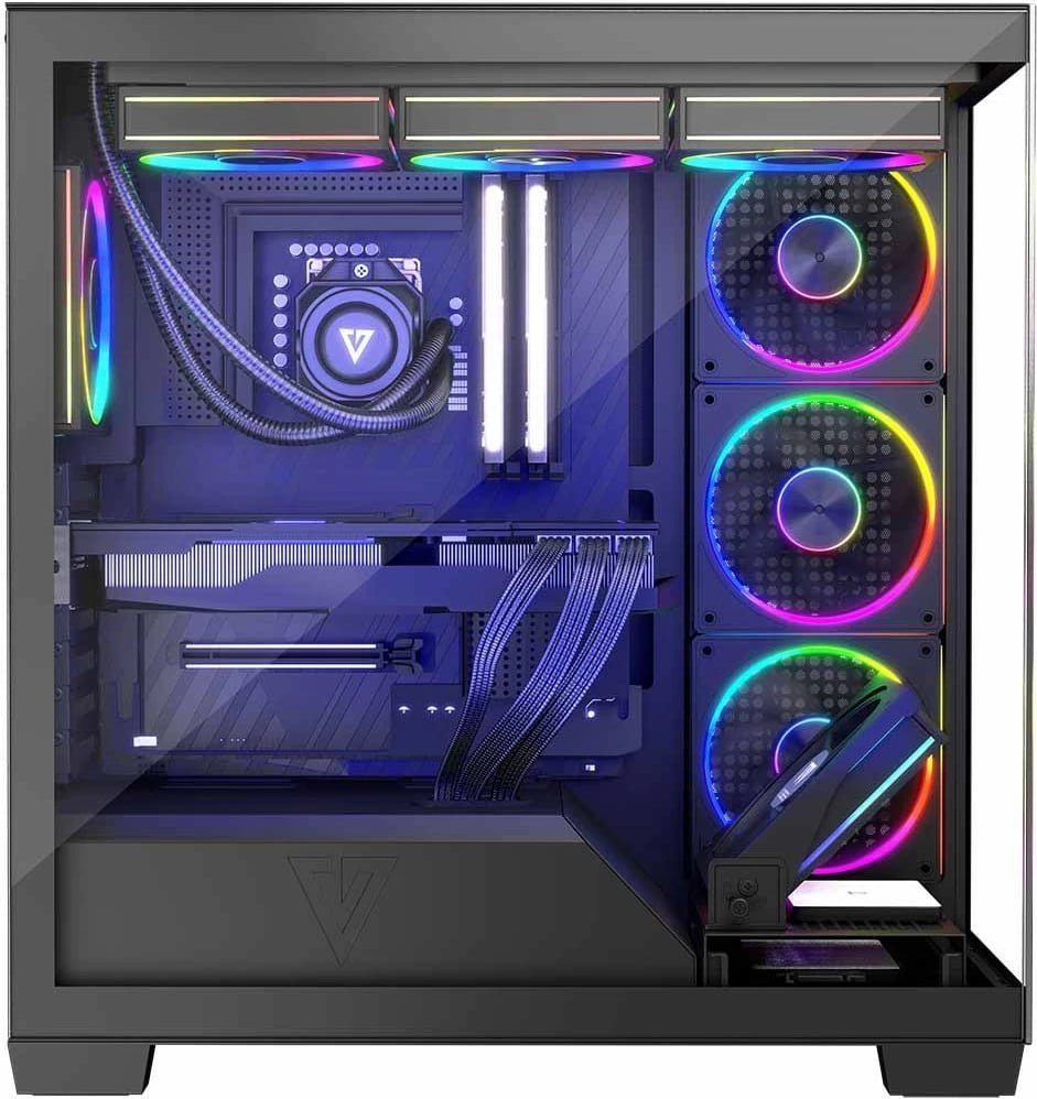 Kasë MODECOM STELLAR 5F ARGB, Midi Tower, me 5 ventilatorë ARGB, e zezë