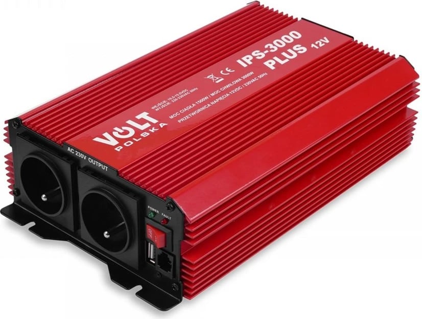 Konvertues tensioni Volt Polska IPS 3000 PLUS 12/230V, 1500/3000W, me telekomandë, Kuq