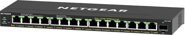 Switch Netgear GS316EP, 16 porte Gigabit Ethernet, PoE+, Desktop, i zi