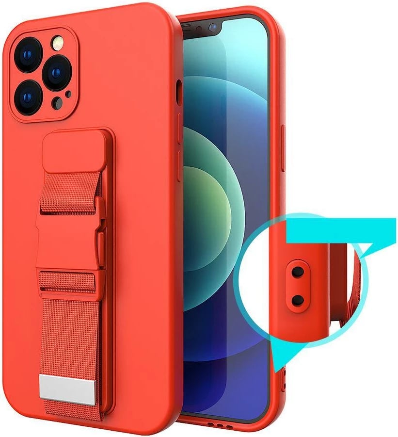 Mbështjellës silikoni Hurtel Rope Case me rrip, për Samsung Galaxy S22 Ultra, Zi
