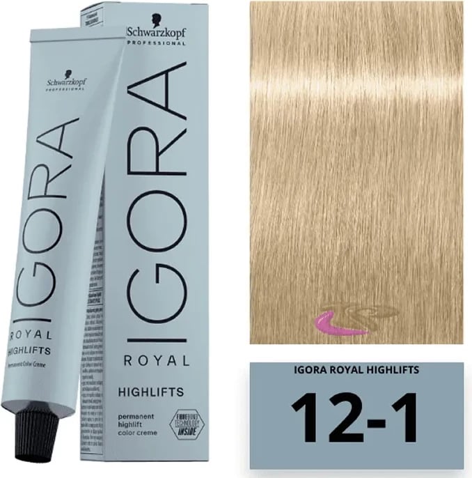 Ngjyrë flokësh Schwarzkopf Igora Royal Highlifts Ash 12-1, 60ml
