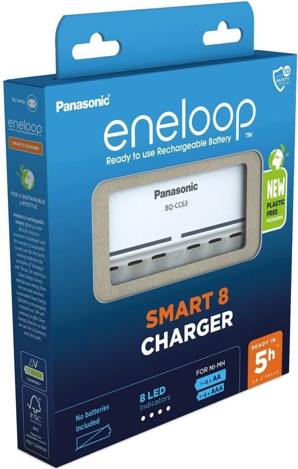 Karikues baterish Panasonic Eneloop Smart 8 BQ-CC63, i bardhë