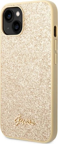 Mbështjellës Guess GUHCP14SHGGSHD për iPhone 14 6.1", hardcase, Glitter Script, ari