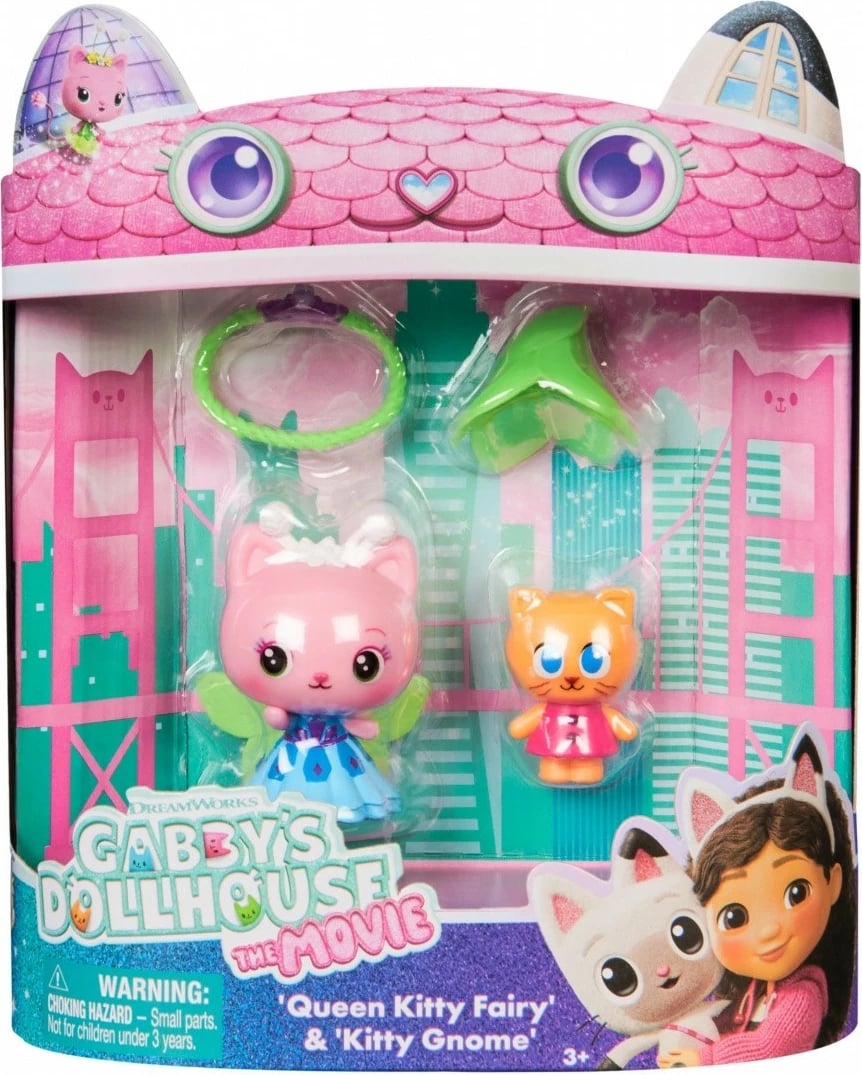set figurina, Spin Master Gabby’s Dollhouse 6074330, Queen Kitty Fairy & Kitty Gnome, 2 copë, 5 cm, plastikë, Garden