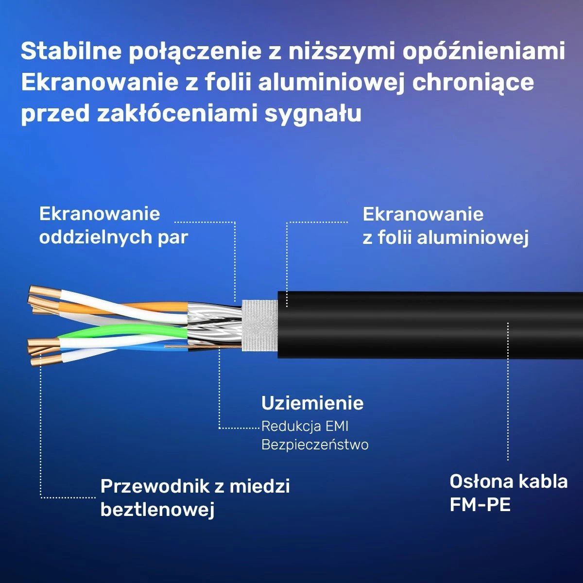 Kabëll Ethernet Unitek RJ-45 LAN, patchcord cat.8, 1m, ngjyrë zi-gri