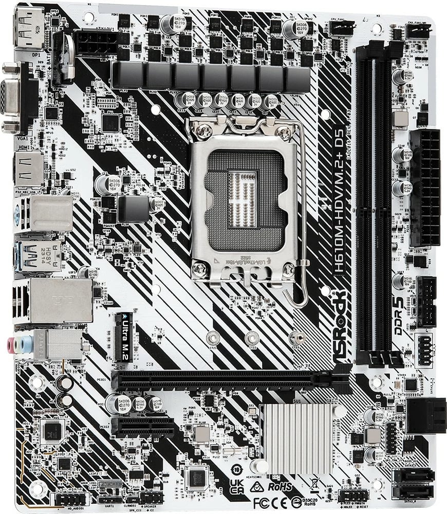 Pllakë amë ASRock H610M-HDV/M.2+ D5, Intel, LGA 1700, DDR5, micro ATX