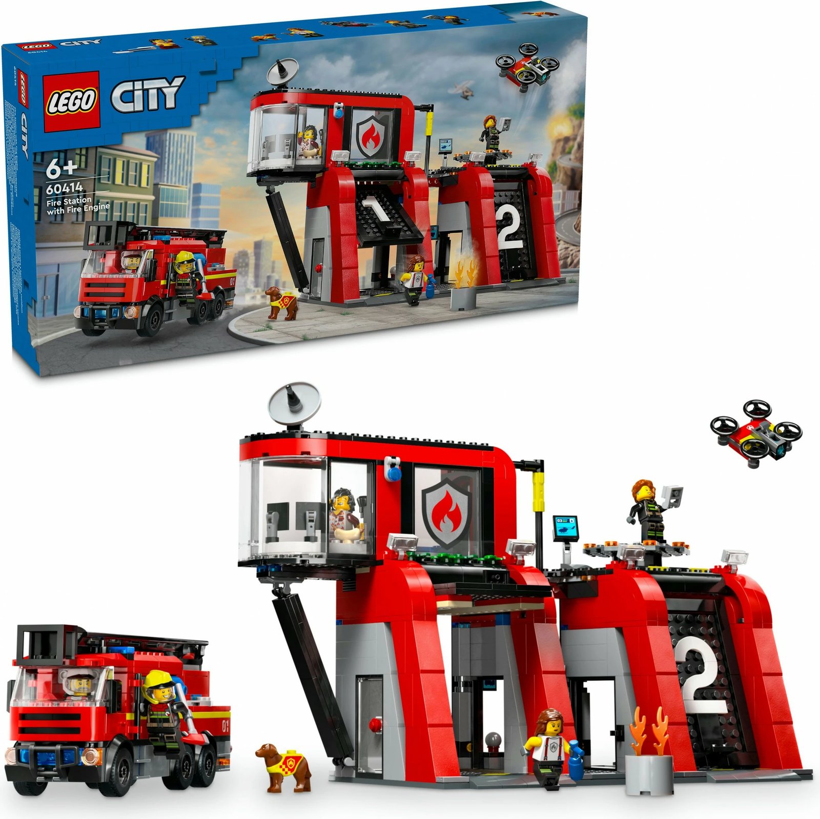 Set ndërtimi LEGO City 60414, stacion zjarri me kamion, 843 pjesë, shumëngjyrësh Set ndërtimi LEGO City 60414, stacion zjarri me kamion, 843 pjesë, shumëngjyrësh