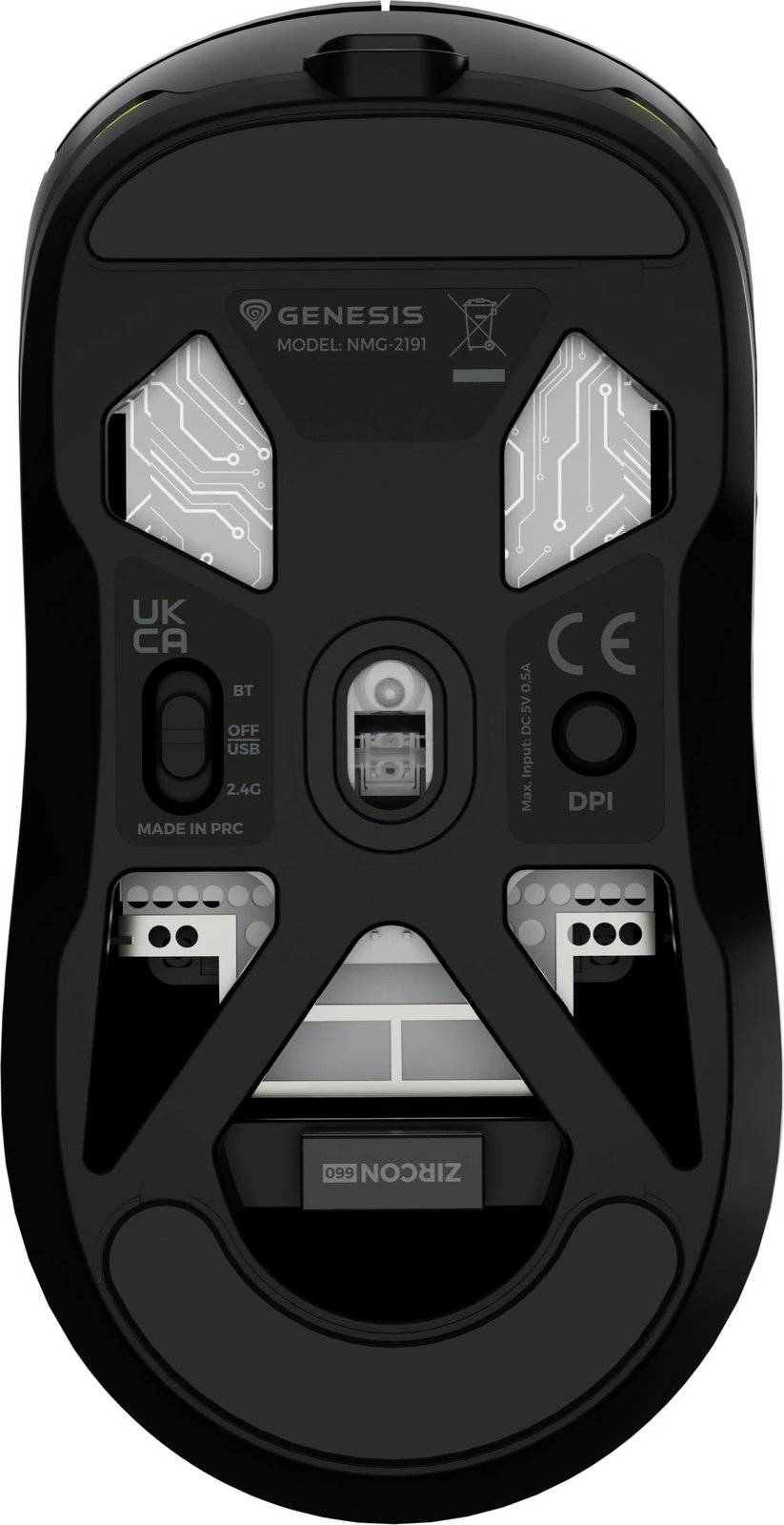 Maus gaming Genesis Zircon 660, wireless + Bluetooth + USB, 12000 DPI, i zi