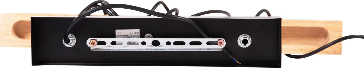 Llambë tavani me 3 drita, metal dhe dru, VOLKS FH4658, 49.5x5x134.5cm