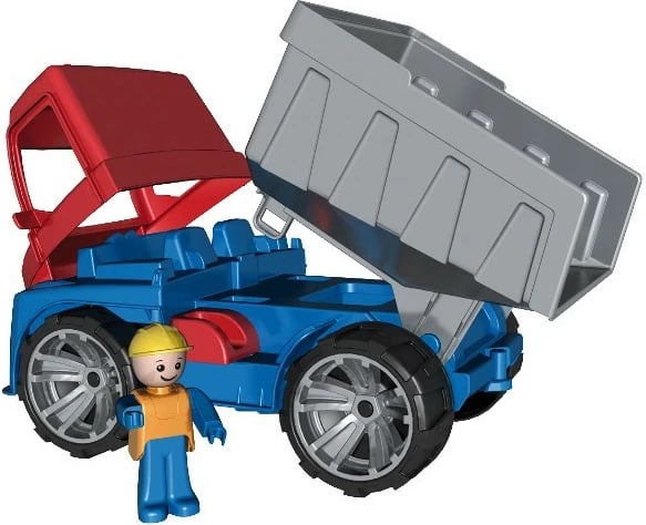 Kamion lodër Lena dump truck 27 cm, plastikë, blu/kuqe/argjend, me figurë Kamion lodër Lena dump truck 27 cm, plastikë, blu/kuqe/argjend, me figurë