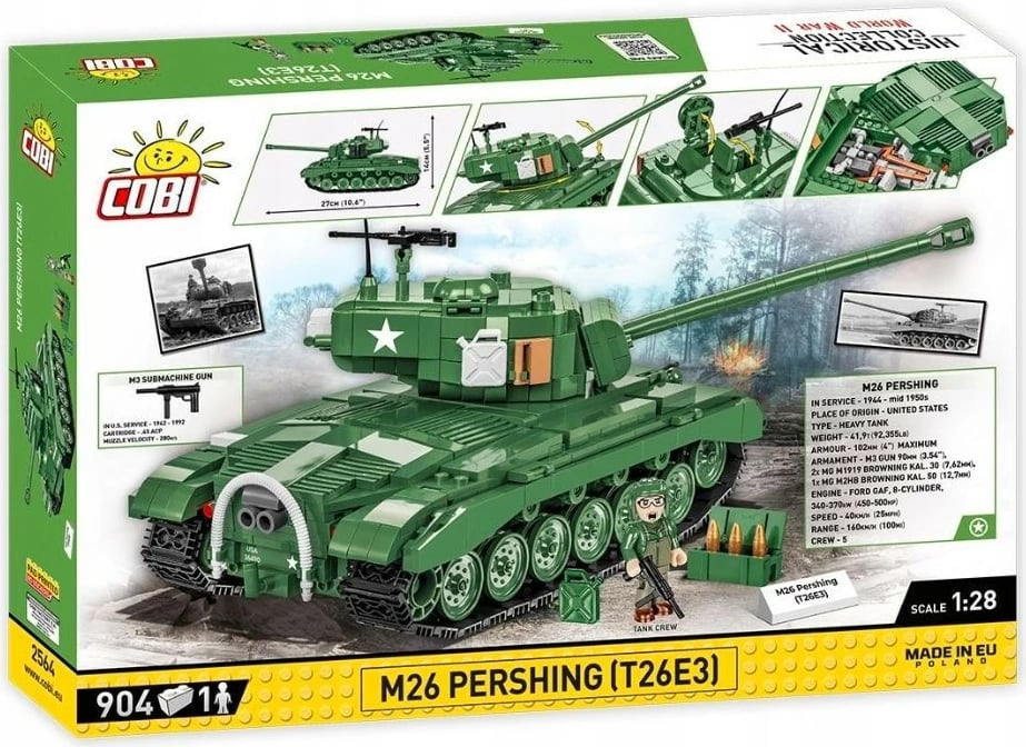 Set lodër ndërtimi Cobi Klocki M26 Pershing T26E3, 904 pjesë, jeshile