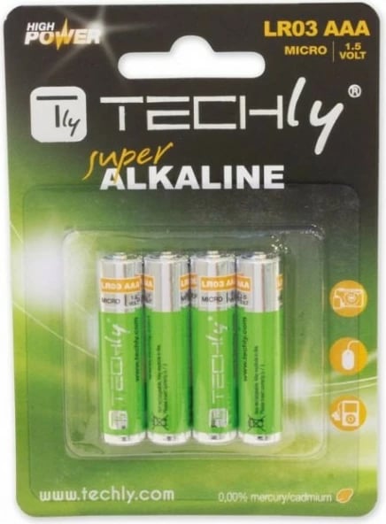 Bateri alkaline Techly LR03 AAA, 4 copë