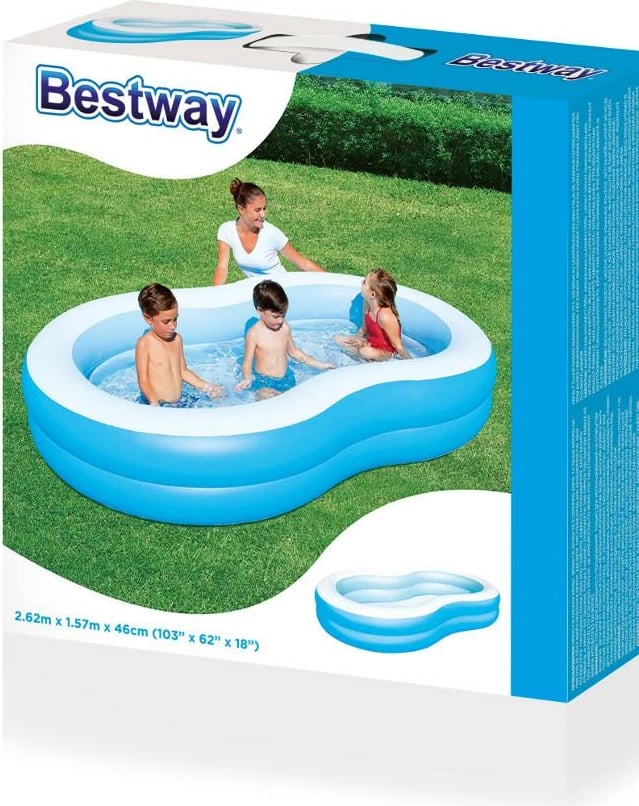 Pishinë fryrëse familjare, Bestway Big Lagune, 262x157x46 cm, 544 L, blu