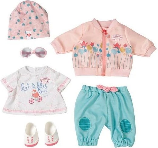 Set rrobash për kukull Baby Annabell, Zapf, 703342-116720, blu, rozë, e bardhë, 6 pjesë