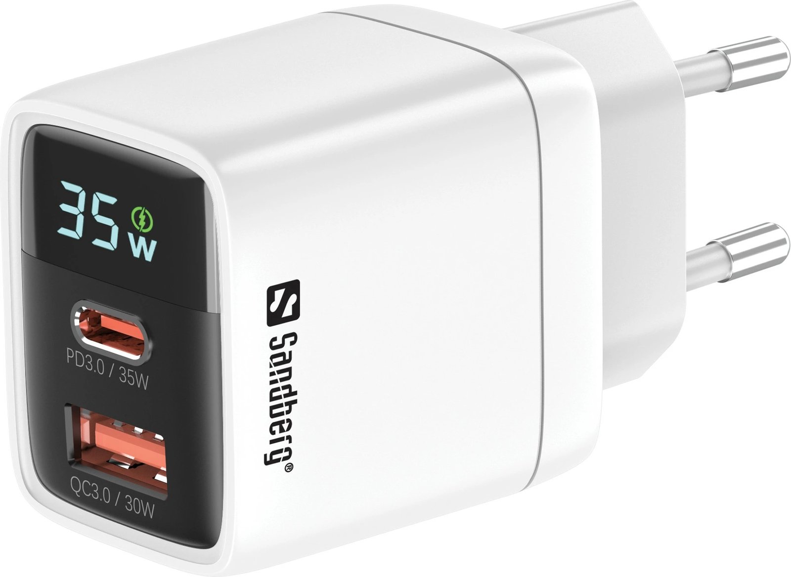 Karikues Sandberg 2in1 1xUSB-C 1xUSB 35W, Bardhë