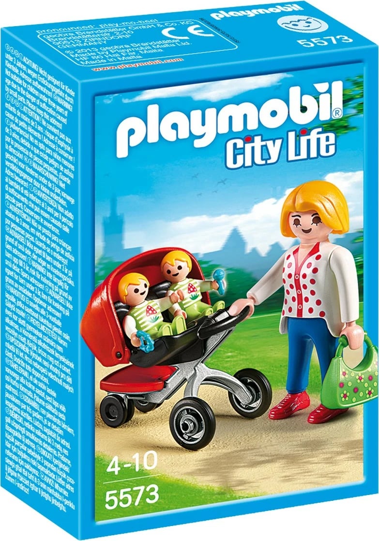 Set lodrash Playmobil City Life 5573, karrocë binjakësh me figurina