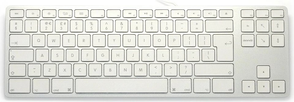 Tastierë Matias Aluminum Mac FK308S-UK, me kabllo, USB, Argjend