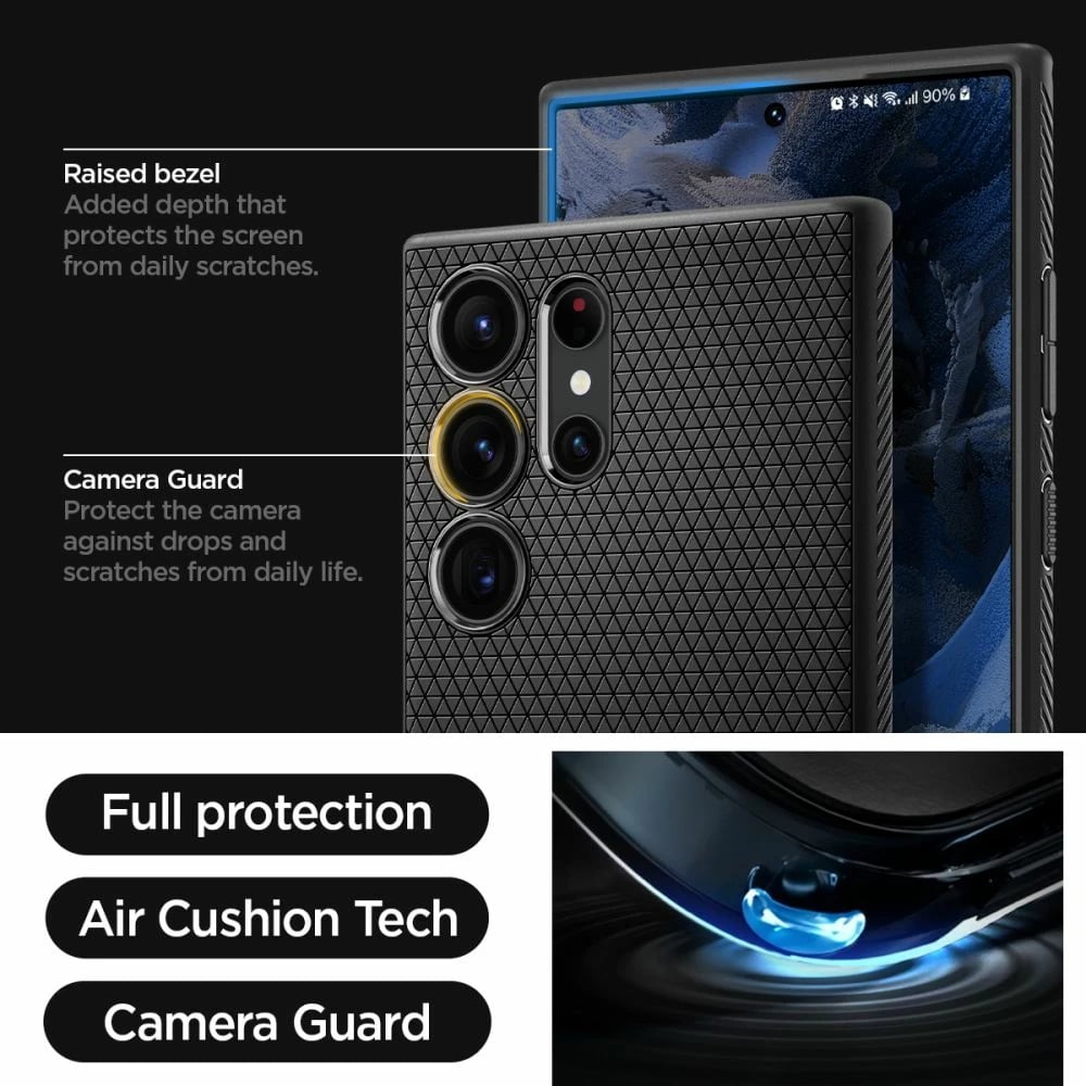 Mbështjellës Spigen Liquid Air për Samsung Galaxy S23 Ultra, Mat i zi