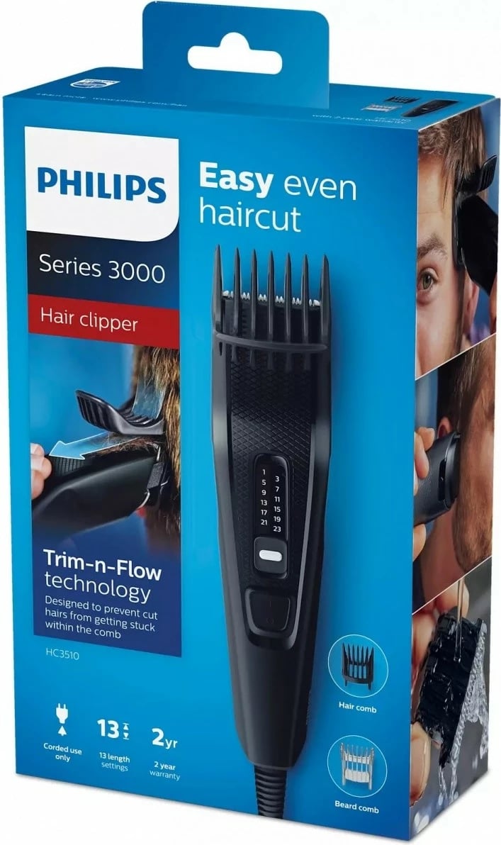 Makinë rroje Philips HC3510/15, për flokë dhe mjekër, e zezë