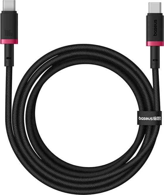 Kabllo Baseus Dura Type C në Type C, 100 W, 2 m, E zezë, E kuqe