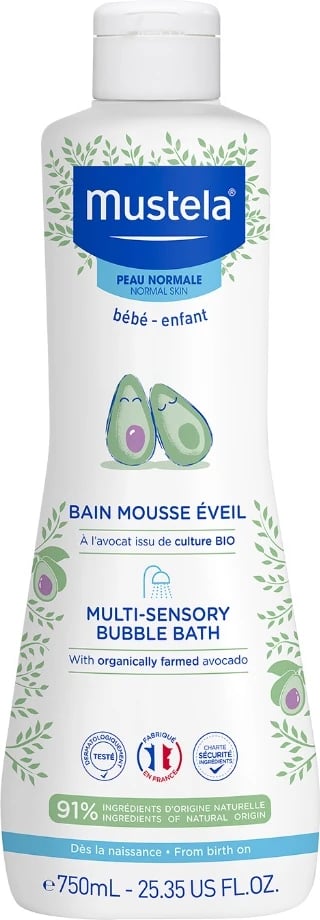 Lëng për banjë me flluska Mustela Multi-Sensory për fëmijë dhe foshnje, 750ml