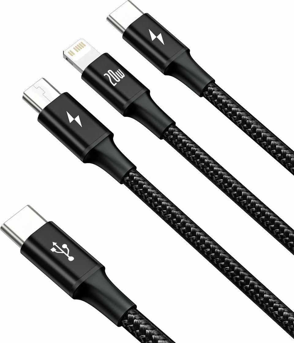 Kabllo 3-në-1 Baseus Rapid Series CAMLT-SC01, 1.5m, e zezë