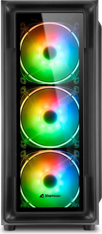 Kasë Sharkoon TK4 RGB, Midi Tower, ATX, 4 ventilatorë RGB, xham i temperuar, e zezë