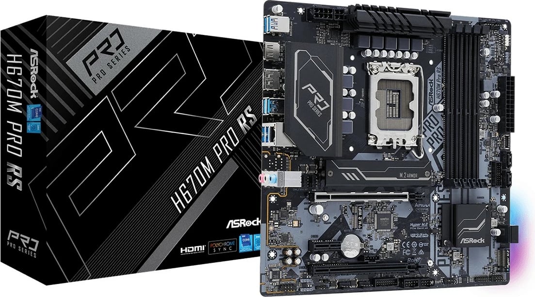 Pllakë amë ASRock H670M Pro RS, Intel, LGA 1700, DDR4-SDRAM, 128 GB