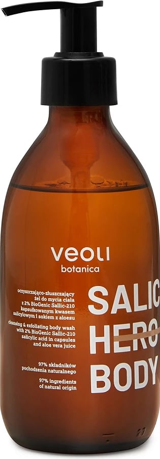 Xhel dushi eksfolues për femra Veoli Botanica Salic Hero Body Cleansing and Exfoliating Body Wash 280ml