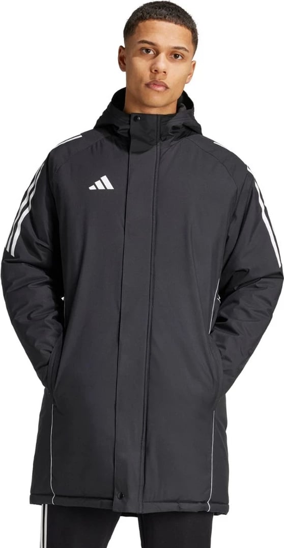 Xhaketë Adidas Tiro 24 Stadium Parka për meshkuj, e zezë-bardhë, XL