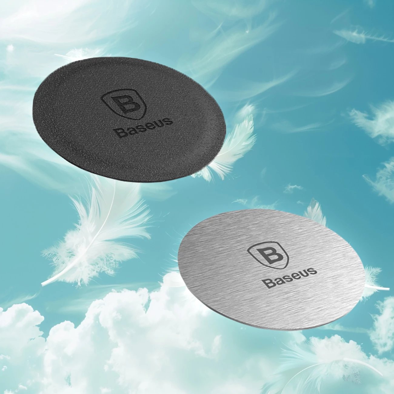 Pllaka magnetike Baseus Magnet Iron Suit ACDR-A0S për mbajtëse magnetike, 2 copë, e zezë dhe argjendtë