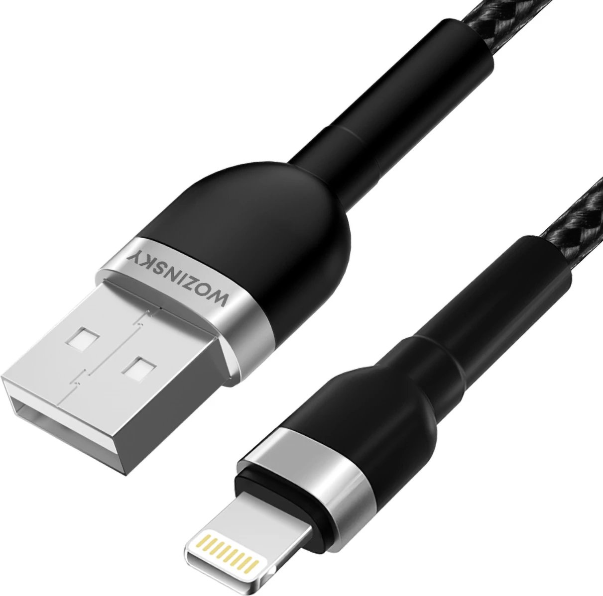 Kabllo karikimi Wozinsky WNBAL2, USB-A në Lightning, 2 m, Najlon, E zezë