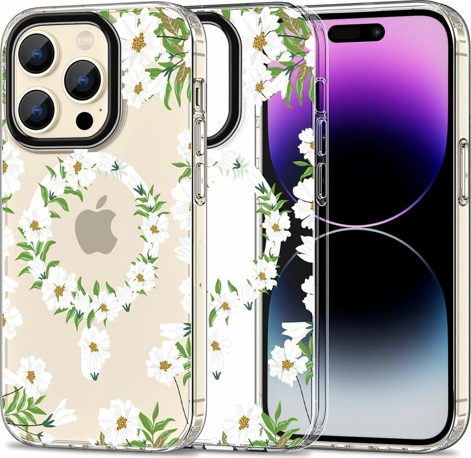 Mbështjellës Tech-Protect MagMood MagSafe për iPhone 15 Pro Max, Lule të bardha
