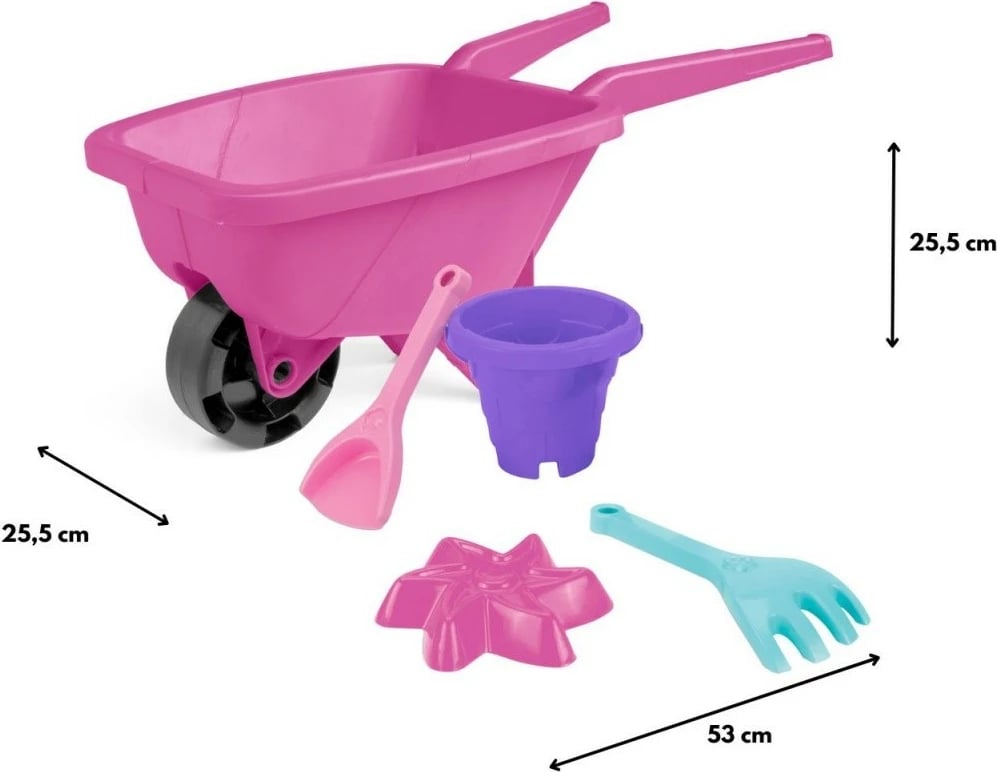 Set lodrash për rërë me karrocë Wader 74515, plastikë, rozë