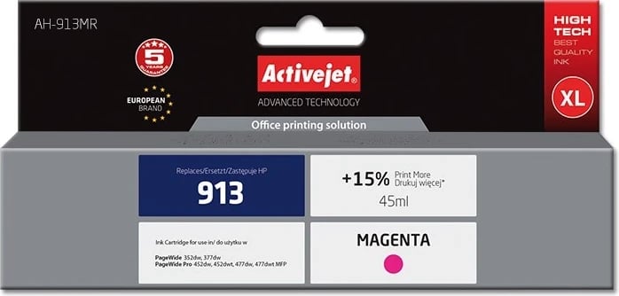 Ngjyrë zëvendësuese Activejet AH-913MR për printer HP 913 F6T78AE, 45 ml, vjollcë