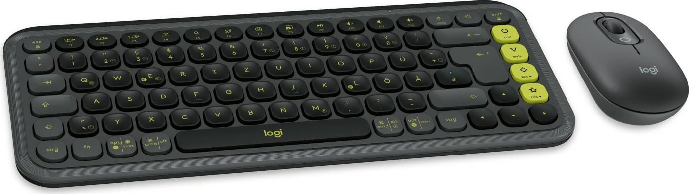 Tastierë dhe Maus Logitech POP ICON COMBO, Wireless, Bluetooth, QWERTZ, Graphite, Green